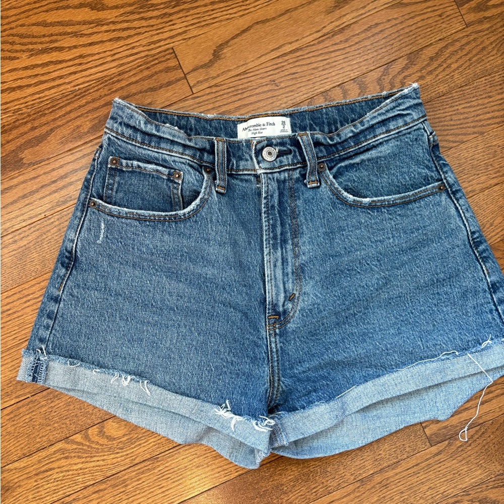 Abercrombie & Fitch Blue Jean Shorts High-Waisted Relaxed Fit